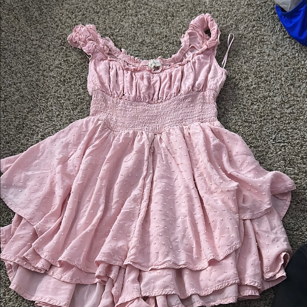 Pink Ruffled Sleeveless Dress